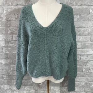 Free People Green V-Neck Sweater